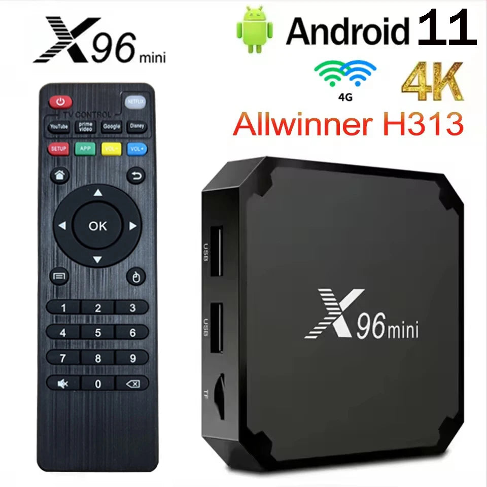 Originele X96 mini tv box Android 11.0 H313 S Quad Core 2GB 16GB 4G WiFi 4K UHD HDR 10 H265 multimedia speler TV Box